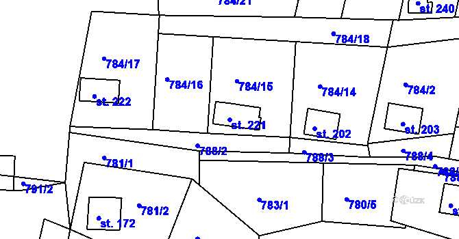 Parcela st. 221 v KÚ Chrást u Zahořan, Katastrální mapa
