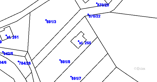 Parcela st. 255 v KÚ Chrást u Zahořan, Katastrální mapa