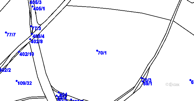 Parcela st. 70/1 v KÚ Žebrákov u Zahořan, Katastrální mapa