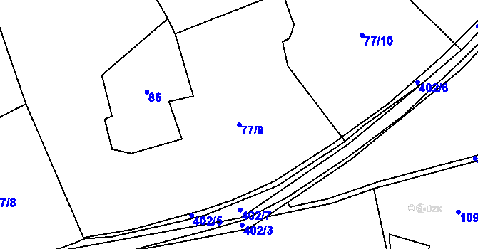 Parcela st. 77/9 v KÚ Žebrákov u Zahořan, Katastrální mapa