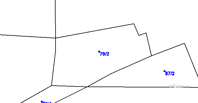 Parcela st. 79/2 v KÚ Žebrákov u Zahořan, Katastrální mapa