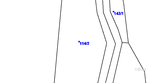 Parcela st. 114/2 v KÚ Žebrákov u Zahořan, Katastrální mapa