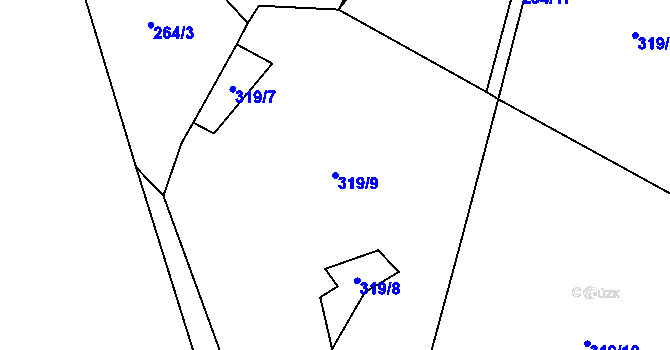 Parcela st. 319/9 v KÚ Žebrákov u Zahořan, Katastrální mapa