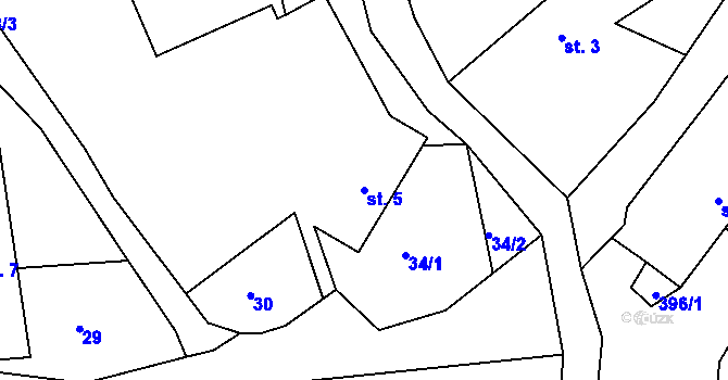 Parcela st. 5 v KÚ Žebrákov u Zahořan, Katastrální mapa