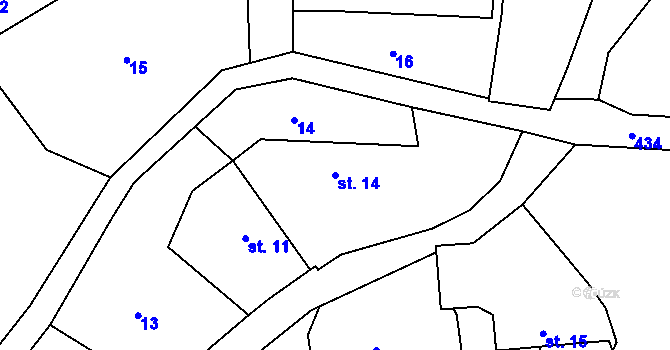 Parcela st. 14 v KÚ Žebrákov u Zahořan, Katastrální mapa