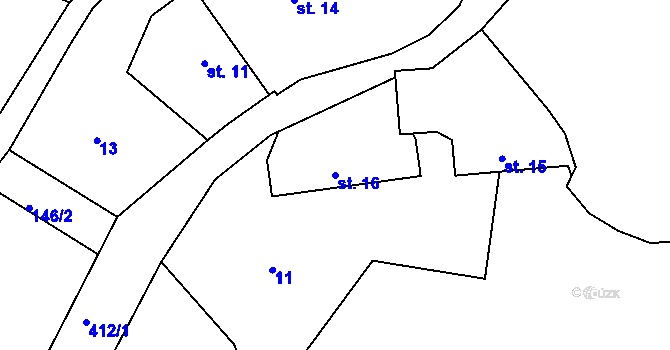 Parcela st. 16 v KÚ Žebrákov u Zahořan, Katastrální mapa