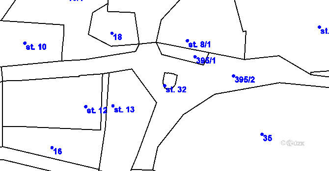 Parcela st. 32 v KÚ Žebrákov u Zahořan, Katastrální mapa