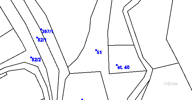 Parcela st. 51 v KÚ Žebrákov u Zahořan, Katastrální mapa