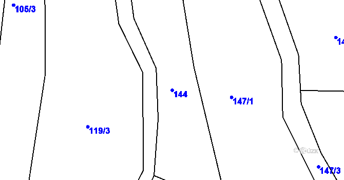 Parcela st. 144 v KÚ Žebrákov u Zahořan, Katastrální mapa