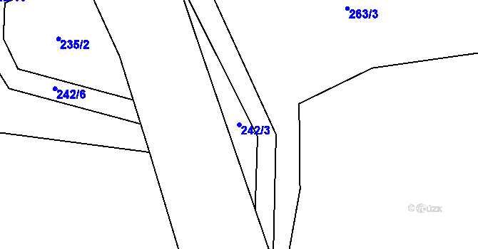 Parcela st. 242/3 v KÚ Žebrákov u Zahořan, Katastrální mapa