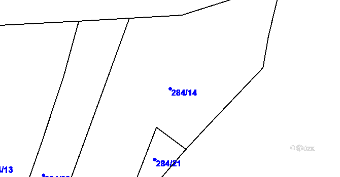 Parcela st. 284/14 v KÚ Žebrákov u Zahořan, Katastrální mapa