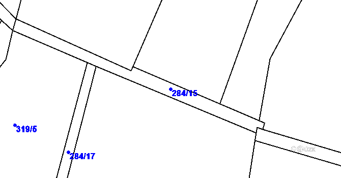 Parcela st. 284/15 v KÚ Žebrákov u Zahořan, Katastrální mapa