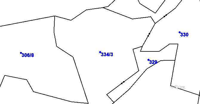 Parcela st. 334/3 v KÚ Žebrákov u Zahořan, Katastrální mapa