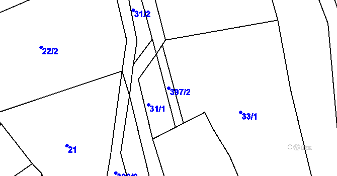 Parcela st. 397/2 v KÚ Žebrákov u Zahořan, Katastrální mapa