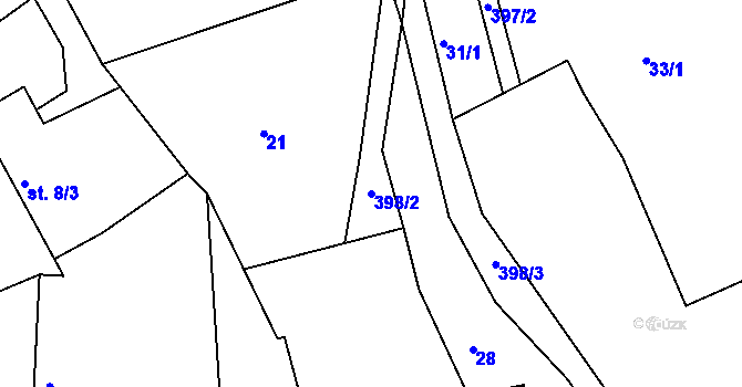 Parcela st. 398/2 v KÚ Žebrákov u Zahořan, Katastrální mapa