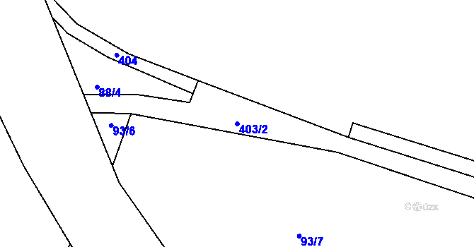 Parcela st. 403/2 v KÚ Žebrákov u Zahořan, Katastrální mapa