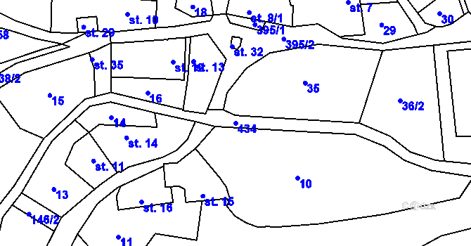 Parcela st. 434 v KÚ Žebrákov u Zahořan, Katastrální mapa