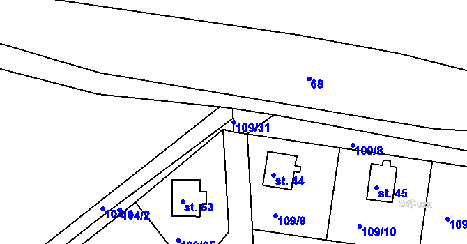 Parcela st. 109/31 v KÚ Žebrákov u Zahořan, Katastrální mapa