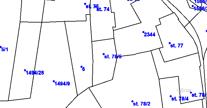Parcela st. 78/5 v KÚ Zahořany u Domažlic, Katastrální mapa