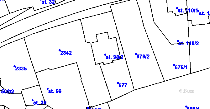 Parcela st. 98/2 v KÚ Zahořany u Domažlic, Katastrální mapa