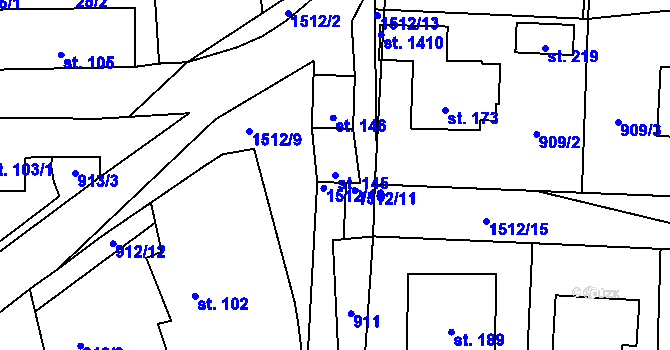 Parcela st. 145 v KÚ Zahořany u Domažlic, Katastrální mapa
