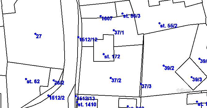 Parcela st. 172 v KÚ Zahořany u Domažlic, Katastrální mapa