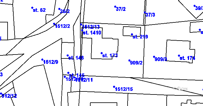 Parcela st. 173 v KÚ Zahořany u Domažlic, Katastrální mapa