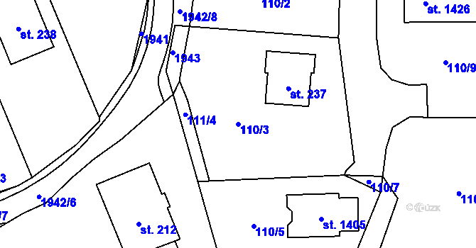 Parcela st. 110/3 v KÚ Zahořany u Domažlic, Katastrální mapa