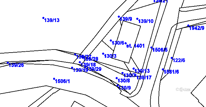 Parcela st. 130/3 v KÚ Zahořany u Domažlic, Katastrální mapa
