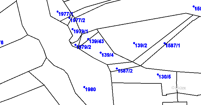 Parcela st. 139/4 v KÚ Zahořany u Domažlic, Katastrální mapa