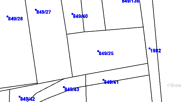 Parcela st. 849/25 v KÚ Zahořany u Domažlic, Katastrální mapa