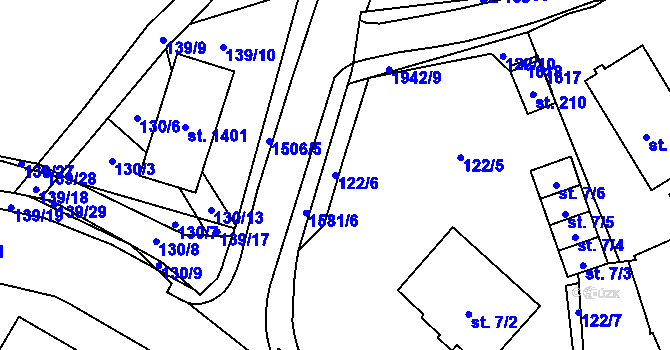 Parcela st. 122/6 v KÚ Zahořany u Domažlic, Katastrální mapa