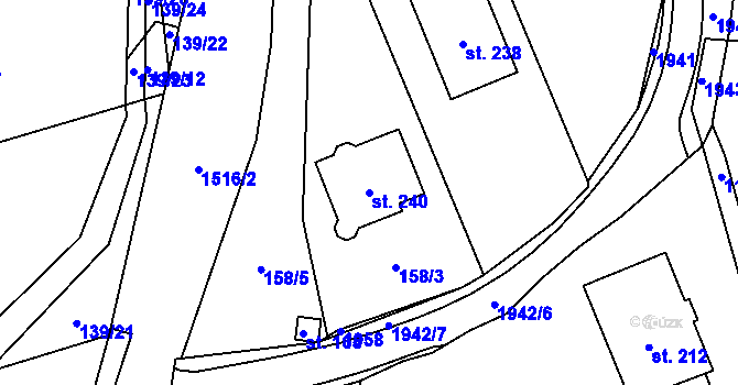 Parcela st. 240 v KÚ Zahořany u Domažlic, Katastrální mapa