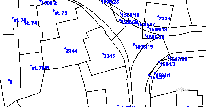 Parcela st. 2346 v KÚ Zahořany u Domažlic, Katastrální mapa