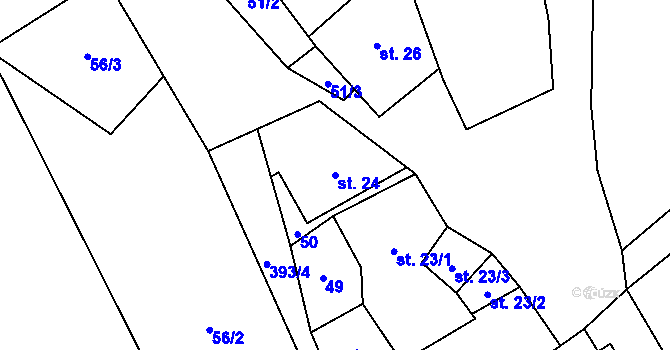 Parcela st. 24 v KÚ Sedlec u Litoměřic, Katastrální mapa