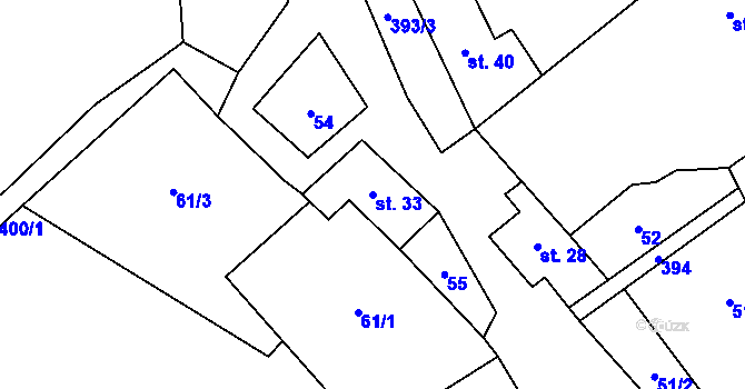 Parcela st. 33 v KÚ Sedlec u Litoměřic, Katastrální mapa