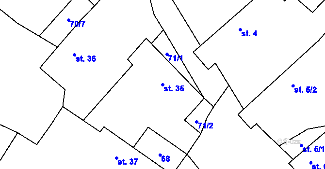 Parcela st. 35 v KÚ Sedlec u Litoměřic, Katastrální mapa
