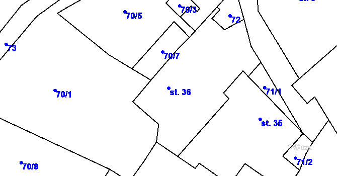 Parcela st. 36 v KÚ Sedlec u Litoměřic, Katastrální mapa