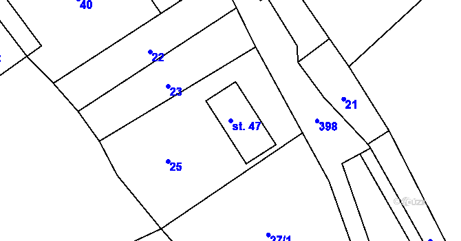 Parcela st. 47 v KÚ Sedlec u Litoměřic, Katastrální mapa