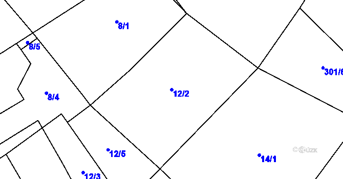 Parcela st. 12/2 v KÚ Sedlec u Litoměřic, Katastrální mapa