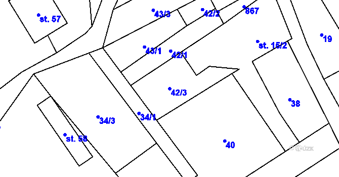 Parcela st. 42/3 v KÚ Sedlec u Litoměřic, Katastrální mapa