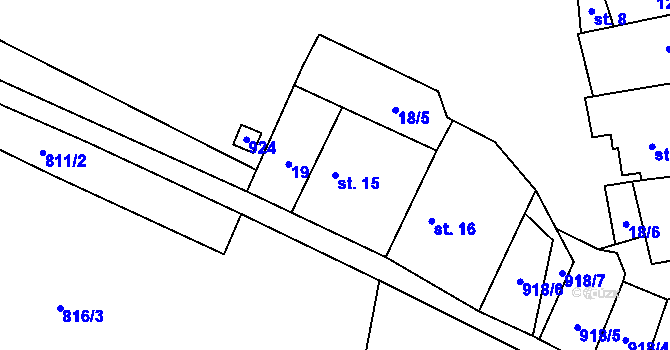 Parcela st. 15 v KÚ Zahořany u Litoměřic, Katastrální mapa