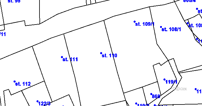 Parcela st. 110 v KÚ Zahořany u Litoměřic, Katastrální mapa