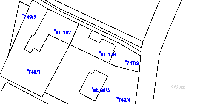 Parcela st. 139 v KÚ Zahořany u Litoměřic, Katastrální mapa