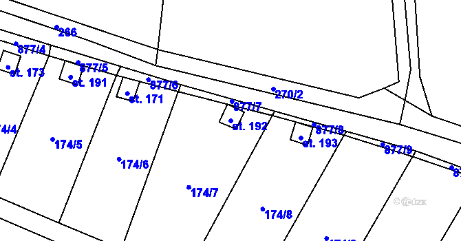 Parcela st. 192 v KÚ Zahořany u Litoměřic, Katastrální mapa