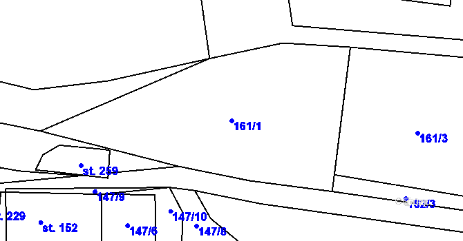 Parcela st. 161/1 v KÚ Zahořany u Litoměřic, Katastrální mapa