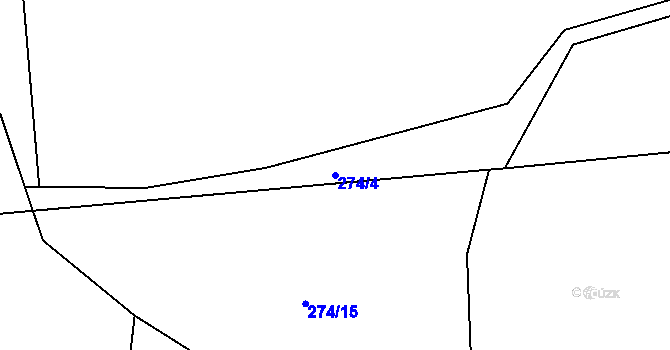 Parcela st. 274/4 v KÚ Zahořany u Litoměřic, Katastrální mapa