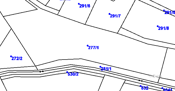 Parcela st. 277/1 v KÚ Zahořany u Litoměřic, Katastrální mapa
