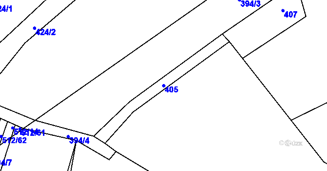 Parcela st. 405 v KÚ Zahořany u Litoměřic, Katastrální mapa