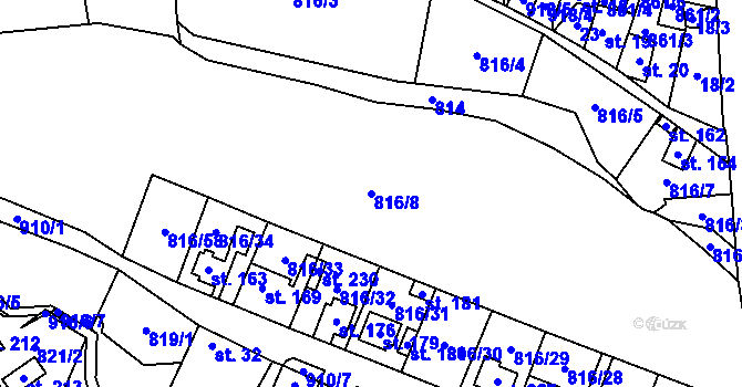 Parcela st. 816/8 v KÚ Zahořany u Litoměřic, Katastrální mapa